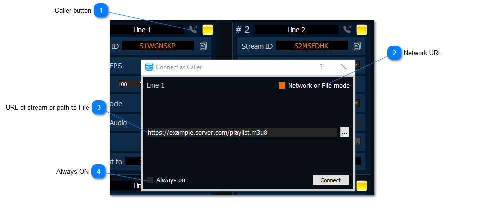 5.3. Caller-configuration for HLS / RTMP / RTSP